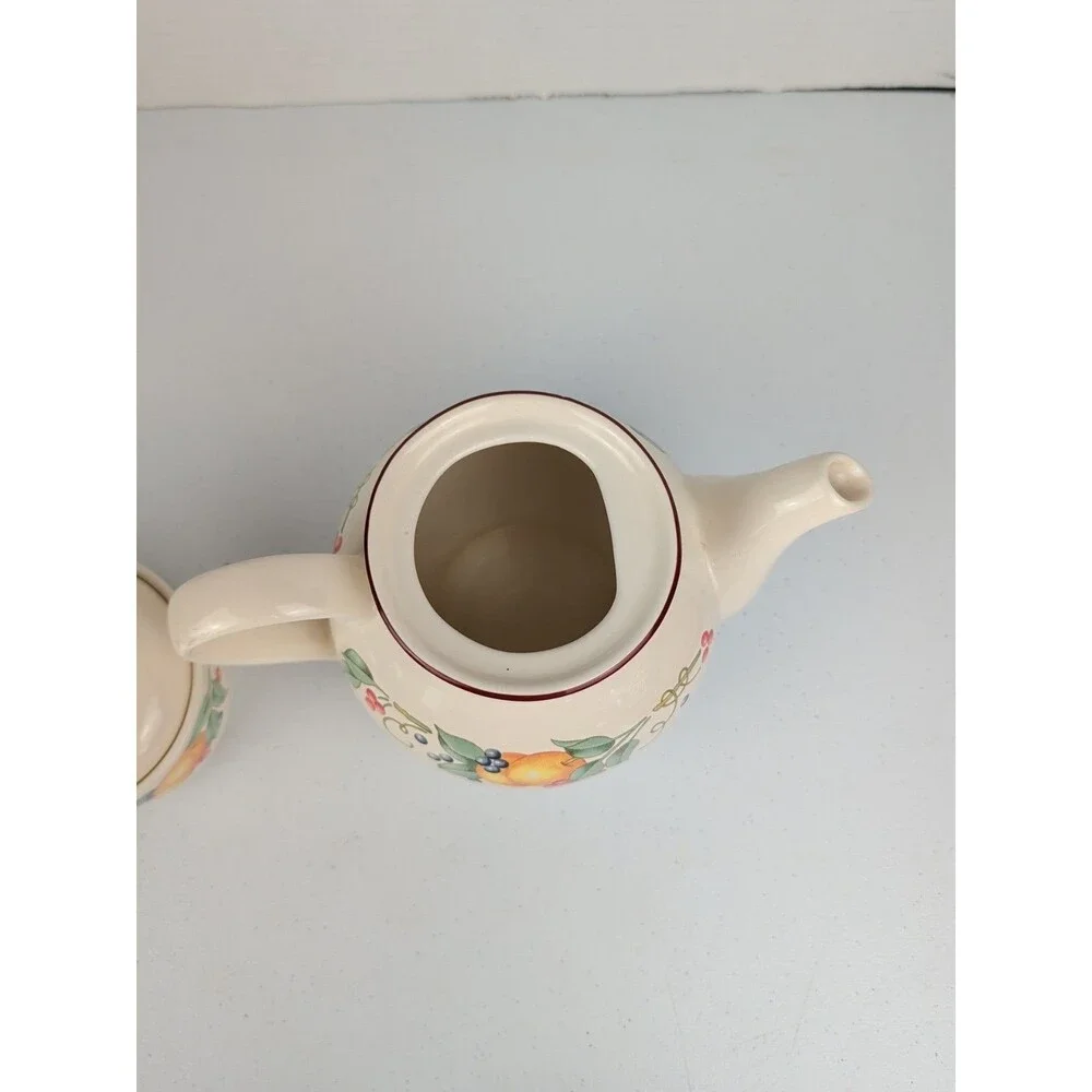 Vintage Corelle Coordinates Stoneware Teapot With Creamer & Sugar Bowl  Fruit